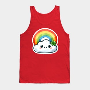 St Patrick Day Cloud with Rainbow Theme Tank Top